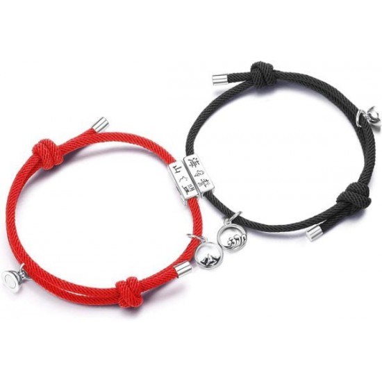 Gift For Valentine's Day 2PCS Couple Magnetic Bracelet Set Mutual Attraction Rope Braided Bracelets Adjustable Charm Couple Set For Women Men